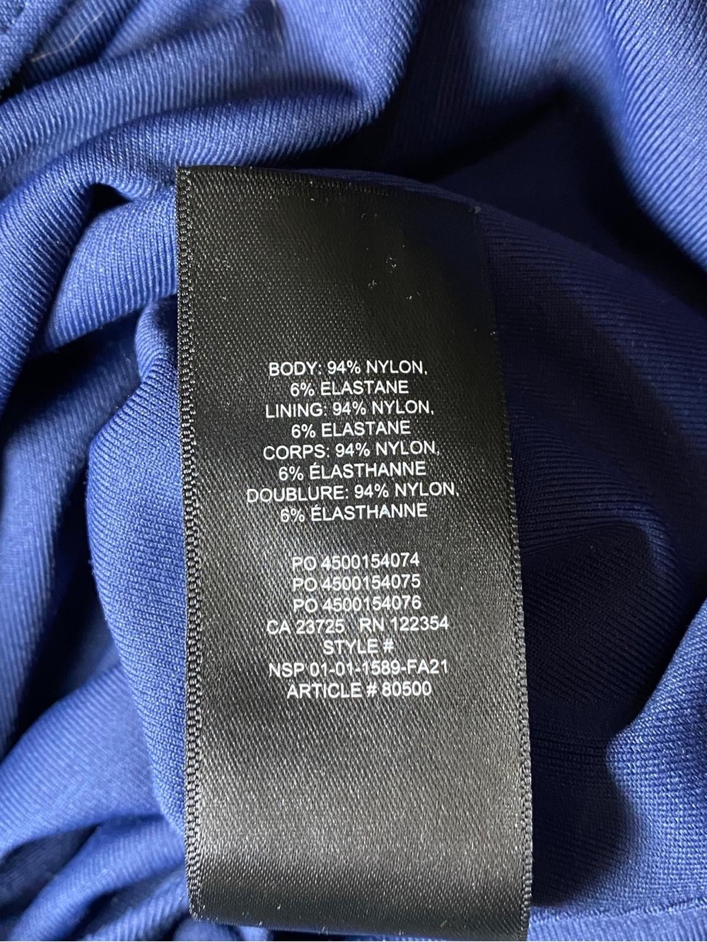 Aritzia Babaton Contour Crew Short-Sleeve Bodysuit Cobalt Blue - Size XS - Picture 12 of 12